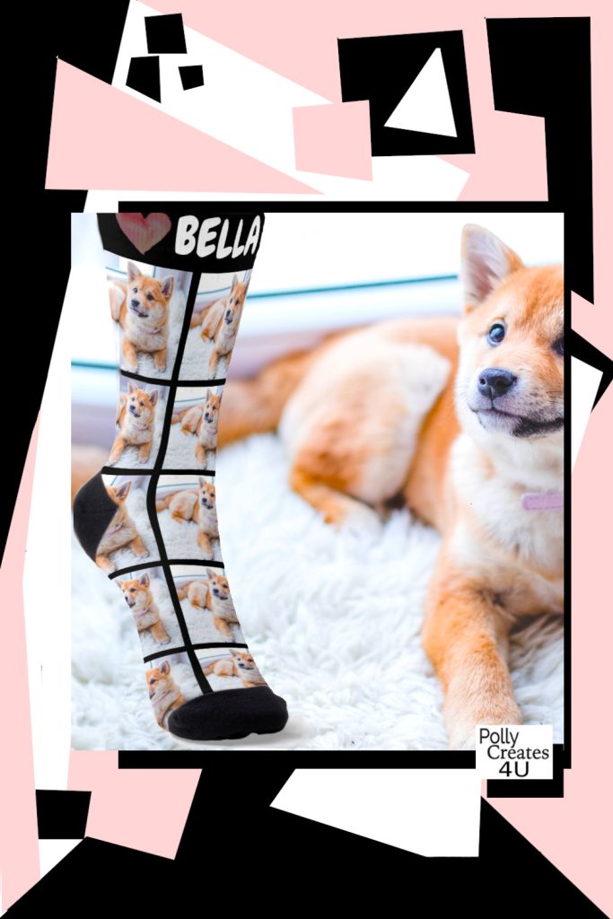 Fun personalized photo socks with name and heart.