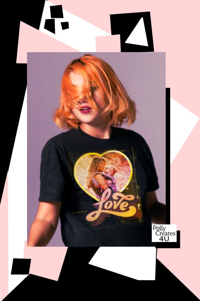 Custom heart shaped photo and love typography 