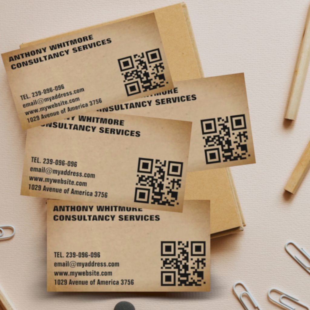 personalized business card with general information and QR code