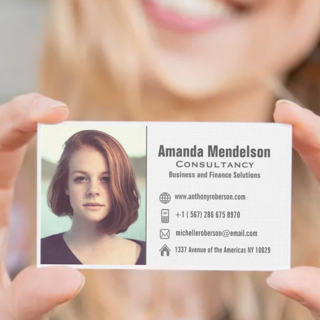 personalized photo business cards and contact information icon 