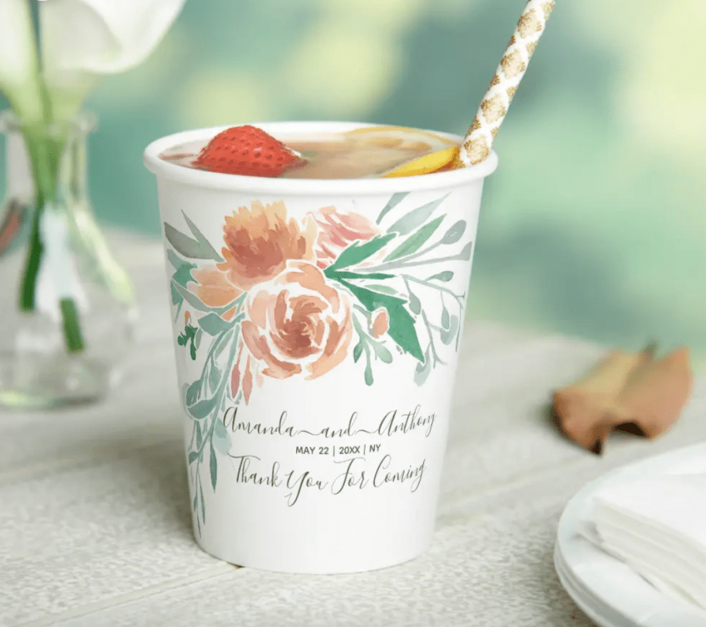personalized floral party paper cup