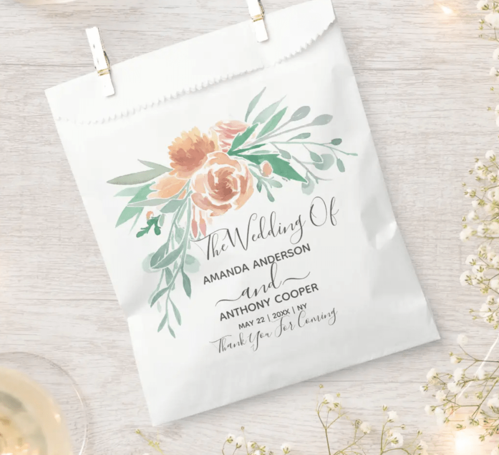 personalized floral favor bag 