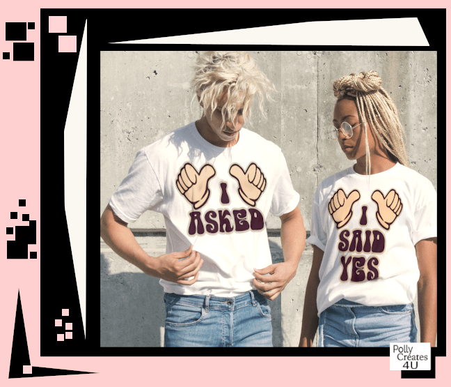 engaged couple he asked she said yes t-shirt