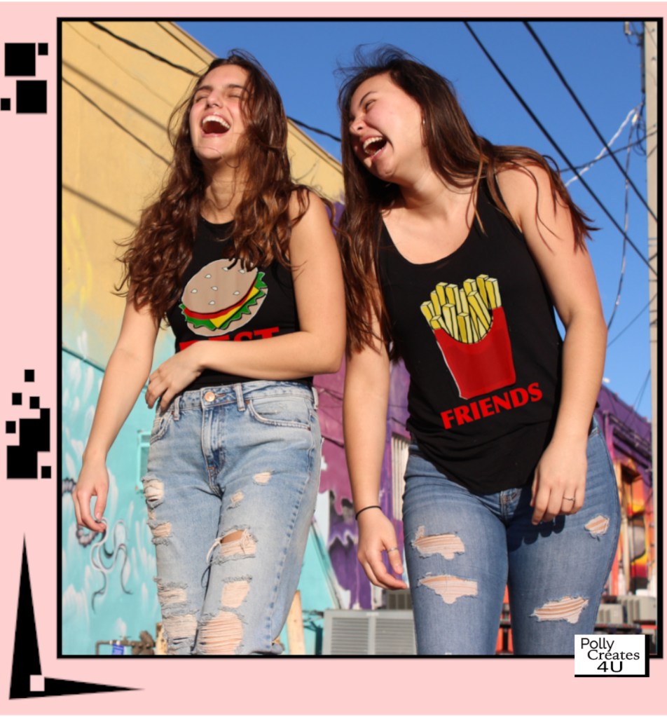 Hamburger and French Fries Best Friend. Couple matching t-shirt. Best friends matching tee.