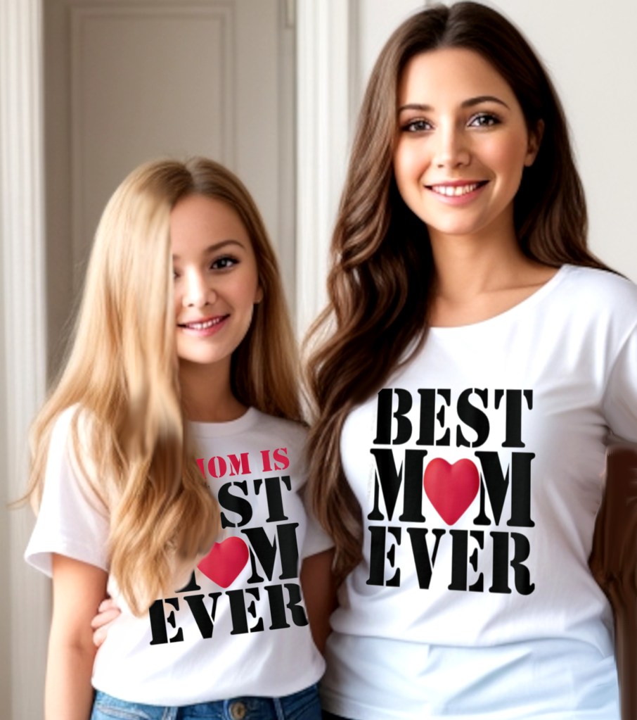 Best mom ever, my mom is the best mom ever with typography and red heart