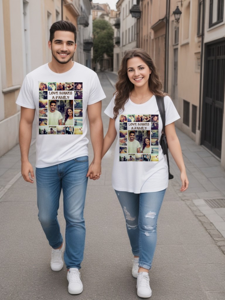 personalized photo collage t-shirt and custom text
